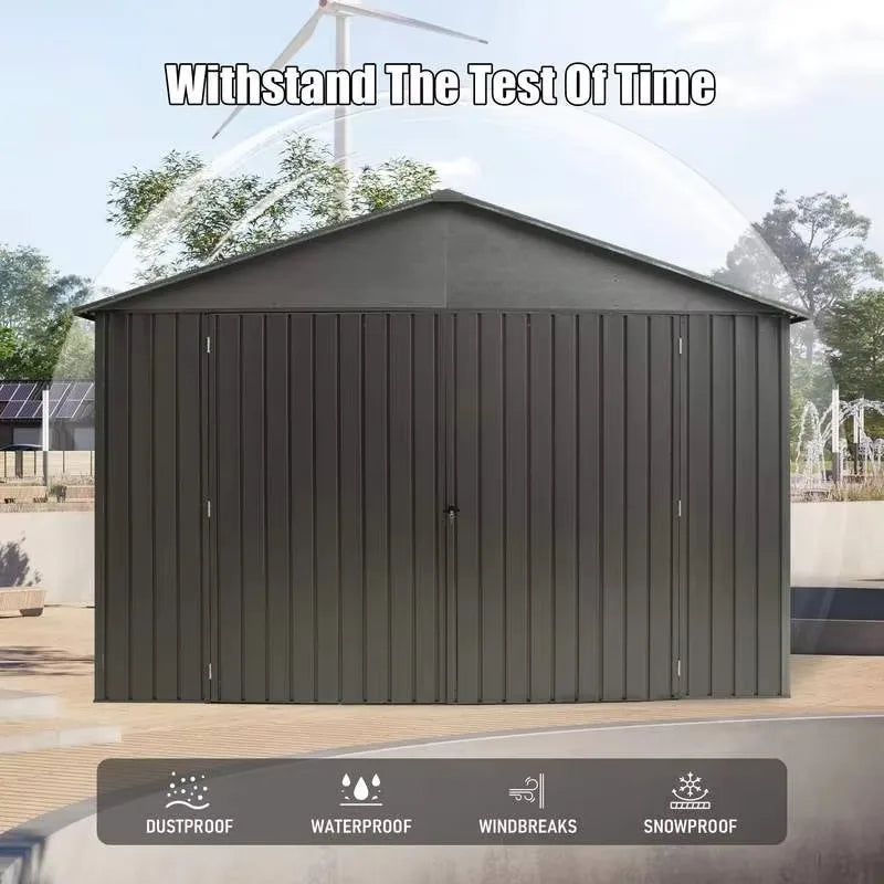 12x20FT Heavy Duty Outdoor Alloy Steel Garage Shed Extra Large Weather Resistant Carport Lockable Double Hinged Garden Furniture