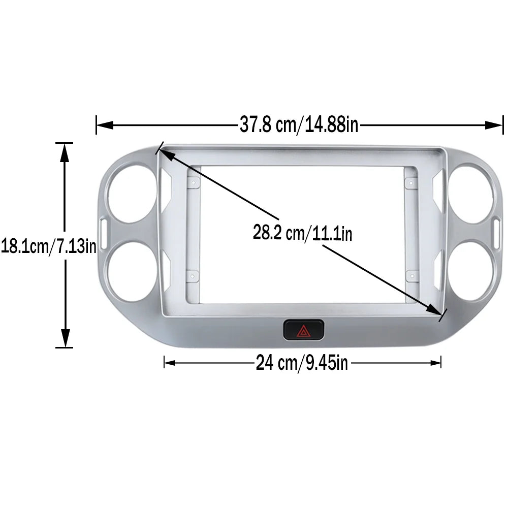 2 Din Car Radio Dashboard Frame, 9 Inch Dashboard Kit for Volkswagen Tiguan 2010-2015 Android Player Adapter, Beze Stereo Panel