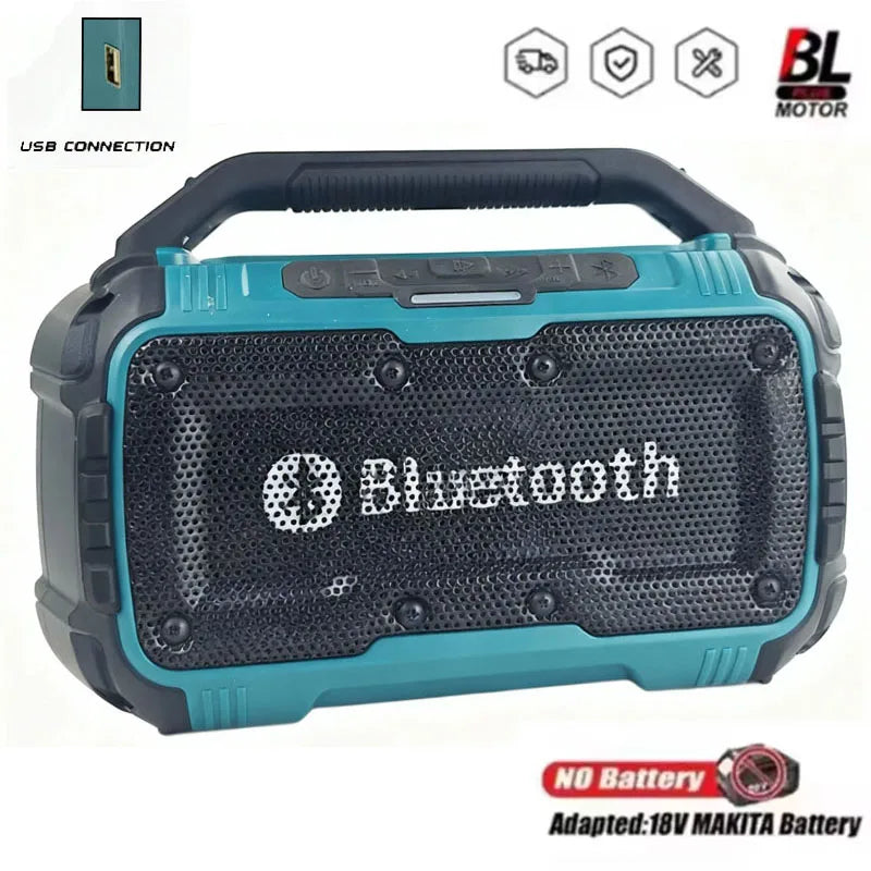 Portable Bluetooth Speaker Cordless Speaker with USB Port Home Outodoor Power Tools for Makita 18V Battery(No Battery)