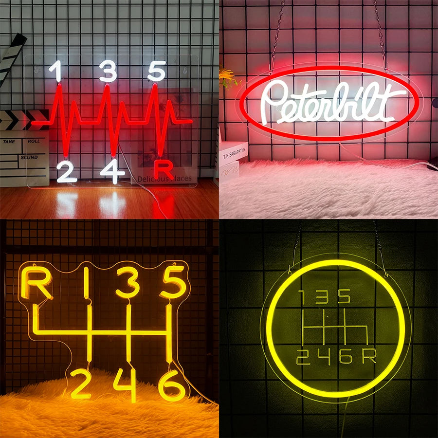 Garage Neon Sign, Car Gear Icon Personalized Wall Lamp, Used For Room, Bar, Club, Auto Repair Shop, Parts Shop, Man Cave Decor.
