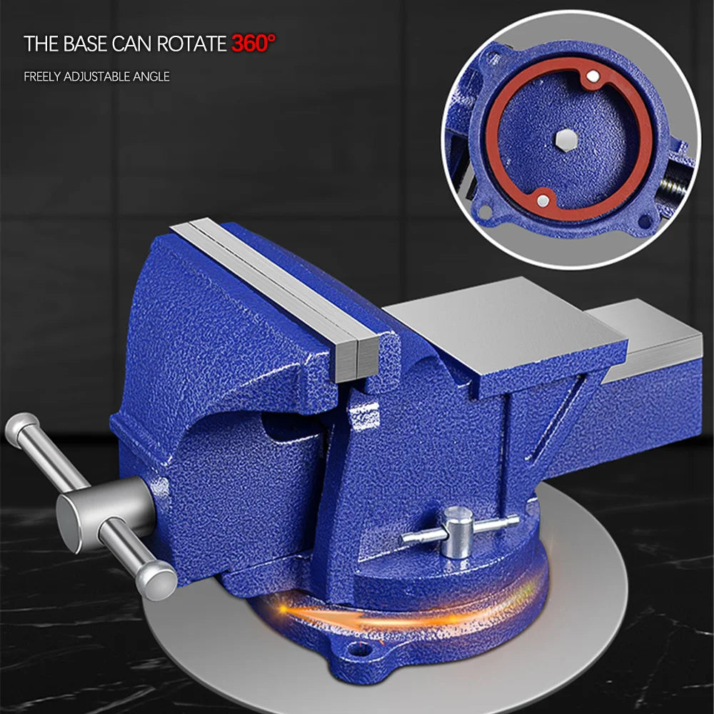 Bench Plie 4" /5" /6" Vice  Portable Clamp 360° Wivel base CNC vise table For Woodworking Milling Machine Drilling Press (blue)