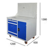 RW Workshop Stationary Garage Storage Tool Box Toolbox Worktable Work Bench With Hooks Plate Board Heavy Duty Steel Cabinet