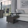Luanda Lift Top Coffee Table, Casters, One Shelf Espresso