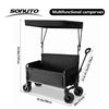 300kg Folding Wagon with Canopy & Seats, Heavy Duty Beach Cart for Camping, Picnic, Grocery Shopping, Portable Utility Pull Cart