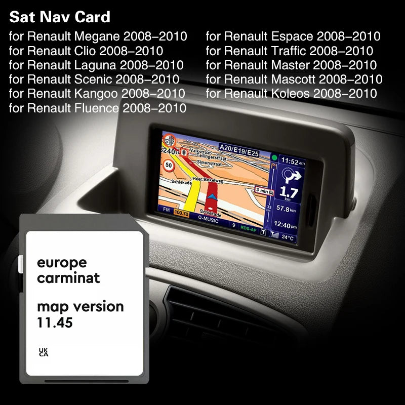 Carminat 11.45 for Renault Scenic 2008 2010 Car GPS SD Card England France Italy Germany Spain Poland Netherlands UA